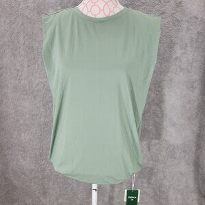 Halara-Round Neck Ruched Cool Touch Yoga Tank Top *Hedge Green* Women's Lg *NWT*